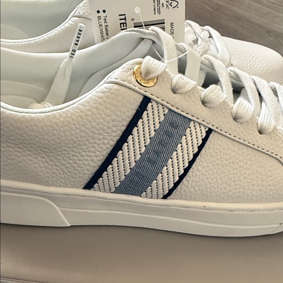 Ted Baker White Sneakers with Blue Stripes - Picture 2 of 4